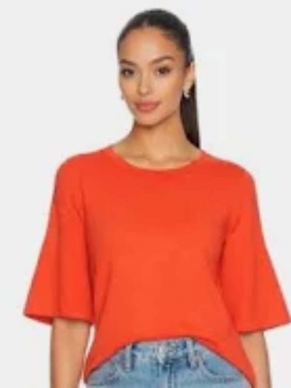 J.Crew Women's Scoop Neck Knit Sweater Size M Quarter Sleeve Coral